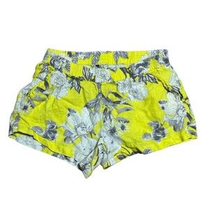 Kut From The Kloth Jansen Women’s Yellow Floral Linen Pull-On Shorts Size 10